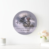 パーソナライズされた第40回コーディネーション記念日おめでとう ラージ壁時計 (ホーム)