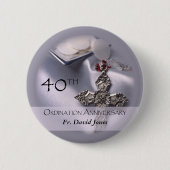 パーソナライズされた第40回コーディネーション記念日おめでとう 缶バッジ (正面)