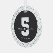 パーソナライズされた第5誕生日モダン及びエレガント ガラスオーナメント (正面左)