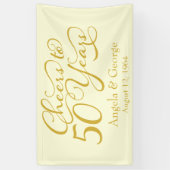 パーソナライズされた第50回金ゴールドアイボリー結婚記念日 横断幕 (縦)