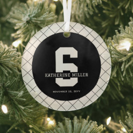 パーソナライズされた第6誕生日モダン及びエレガント ガラスオーナメント