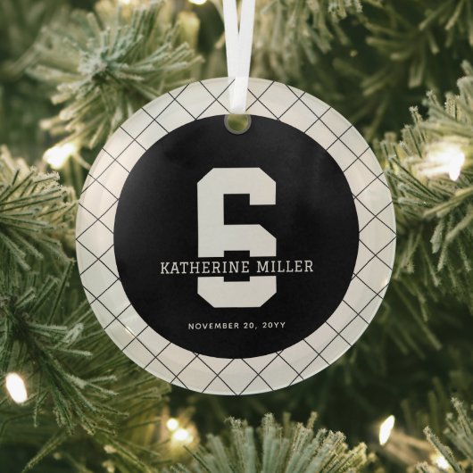 パーソナライズされた第6誕生日モダン及びエレガント ガラスオーナメント (インサイチュ)