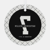 パーソナライズされた第7誕生日モダン及びエレガント ガラスオーナメント (裏面)