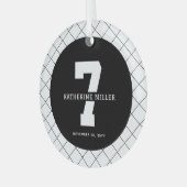 パーソナライズされた第7誕生日モダン及びエレガント ガラスオーナメント (正面左)