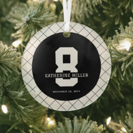 パーソナライズされた第8誕生日モダン及びエレガント ガラスオーナメント