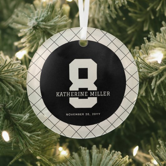 パーソナライズされた第8誕生日モダン及びエレガント ガラスオーナメント (インサイチュ)