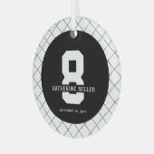 パーソナライズされた第8誕生日モダン及びエレガント ガラスオーナメント (正面左)