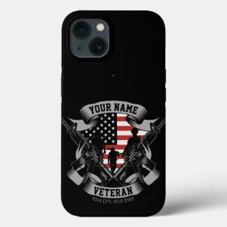 パーソナライズされた米国退役軍人誇りを持った獣医国旗 iPhone 13ケース