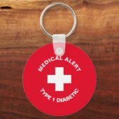 パーソナライズされた糖尿病赤 キーホルダー (正面)