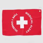 パーソナライズされた糖尿病赤 ゴルフタオル (横)