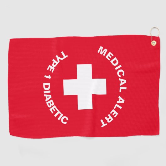 パーソナライズされた糖尿病赤 ゴルフタオル (横)