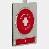 パーソナライズされた糖尿病赤 シルバープレートバナーオーナメント (右)