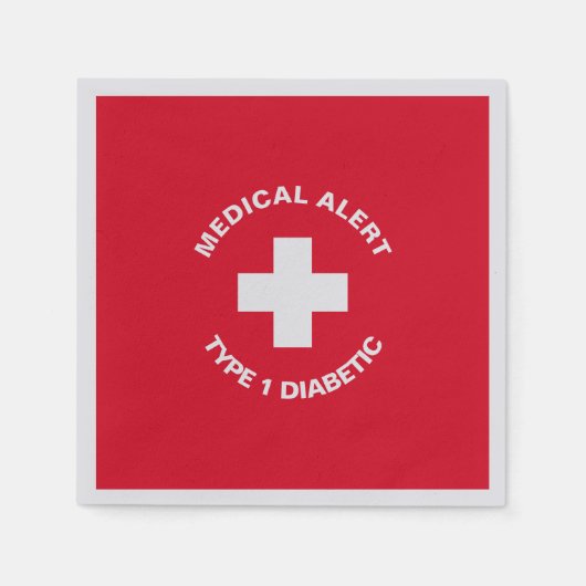 パーソナライズされた糖尿病赤 スタンダードカクテルナプキン (正面)