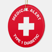 パーソナライズされた糖尿病赤 セラミックオーナメント (左)