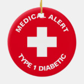 パーソナライズされた糖尿病赤 セラミックオーナメント (裏面)