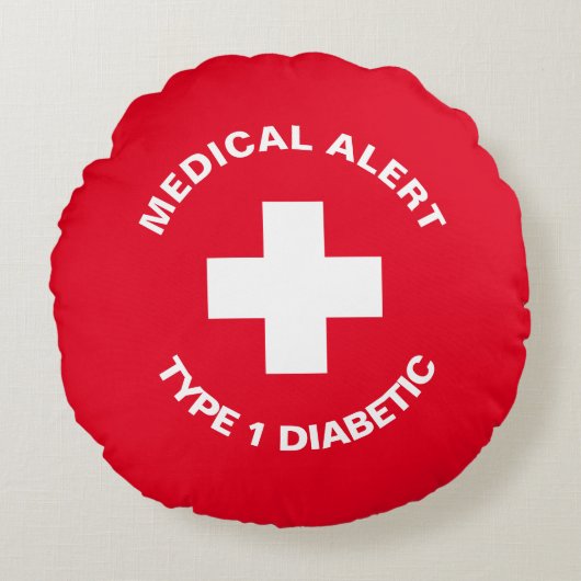 パーソナライズされた糖尿病赤 ラウンドクッション (正面)