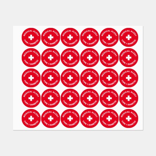 パーソナライズされた糖尿病赤 ラベル (シート)