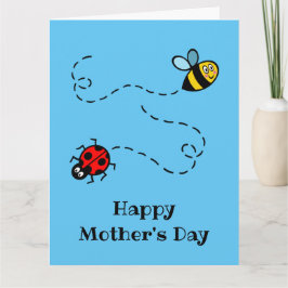 パーソナライズされた紅茶花蝶とハチミツバチの母の日 カード