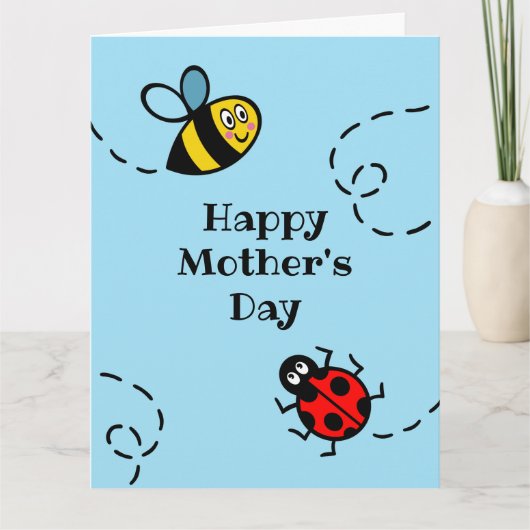 パーソナライズされた紅茶花+マルハナバチの母の日 カード (正面)