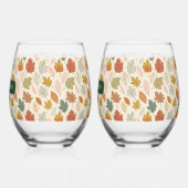 パーソナライズされた紅葉 – コージー秋カスタム ステムなしワイングラス (左)