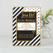 パーソナライズされた紙吹雪ストライプ結婚式招待状 招待状 (スタンド正面)