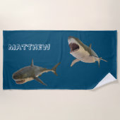 パーソナライズされた素晴らしサメ ビーチタオル (正面)