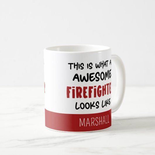 パーソナライズされた素晴らし消防おもしろい士 コーヒーマグカップ (正面右)
