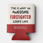 パーソナライズされた素晴らし消防おもしろい士 缶クーラー (裏面)
