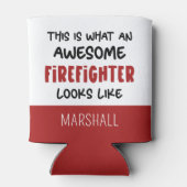 パーソナライズされた素晴らし消防おもしろい士 缶クーラー (裏面)