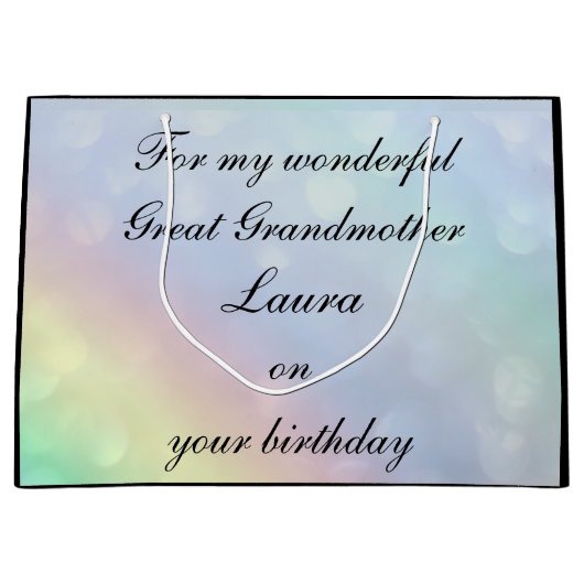 パーソナライズされた素晴らし祖母誕生日 ラージペーパーバッグ (正面)