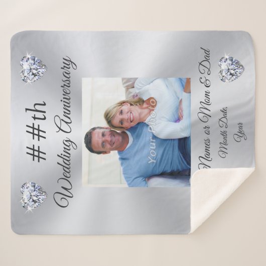 パーソナライズされた素晴らし結婚周年記念品 シェルパブランケット (正面(横))