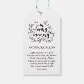 パーソナライズされた素朴つる植物、ブラックフォント、葬儀ラベル ギフトタグ (正面)