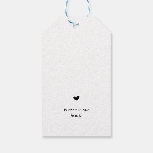 パーソナライズされた素朴つる植物、ブラックフォント、葬儀ラベル ギフトタグ (裏面)