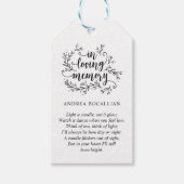 パーソナライズされた素朴つる植物、ブラックフォント、葬儀ラベル ギフトタグ (正面)