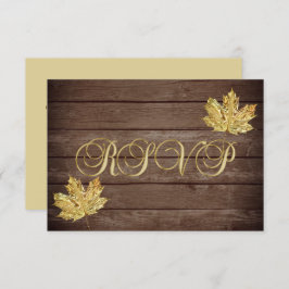 パーソナライズされた素朴な木製カントリー秋の返信 ウェディング 招待状
