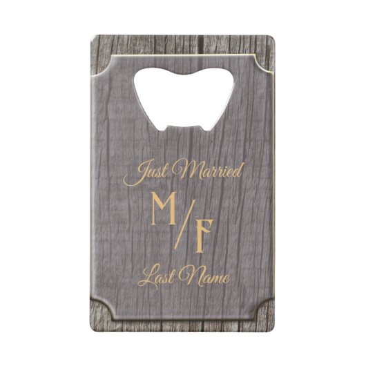 パーソナライズされた素朴イニシャル クレジットカード栓抜き (裏面)