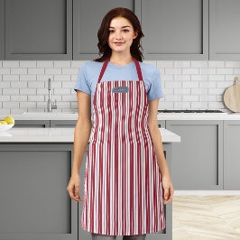 パーソナライズされた素朴カスタム色の国ストライプ名 エプロン