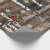 パーソナライズされた素朴クリスマスの木の柵 ラッピングペーパー (角)