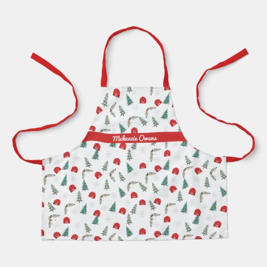 パーソナライズされた素朴クリスマス エプロン (正面)