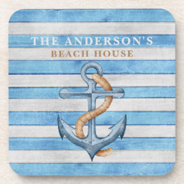 パーソナライズされた素朴ビーチハ航海のウスストライプズ コースター