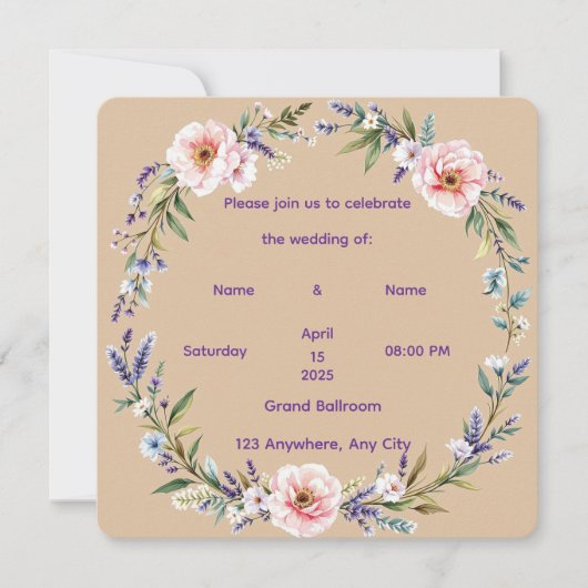 「パーソナライズされた素朴フローラ結婚式招待状 招待状 (正面)