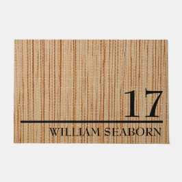 パーソナライズされた素朴モダン家の番号と名前 ドアマット