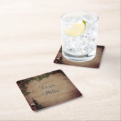 パーソナライズされた素朴ヴィネヤ結婚ード スクエアペーパーコースター (インサイチュ)