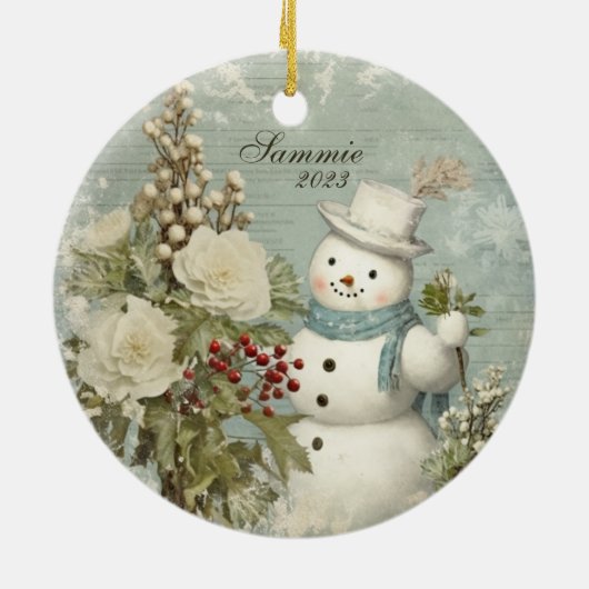 パーソナライズされた素朴ヴィンテージ セラミックオーナメント (裏面)