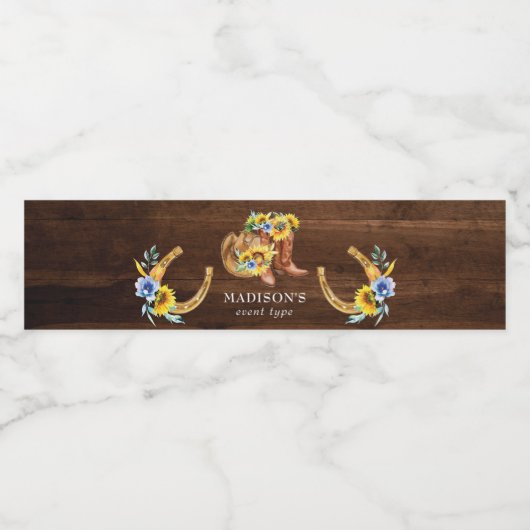 パーソナライズされた素朴女性のカーボーイブートフローラ ペットボトルラベル (シングルラベル)