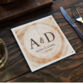パーソナライズされた素朴木モノグラム結婚の スタンダードカクテルナプキン