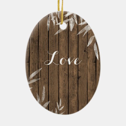 パーソナライズされた素朴木初めてのクリスマス セラミックオーナメント (裏面)