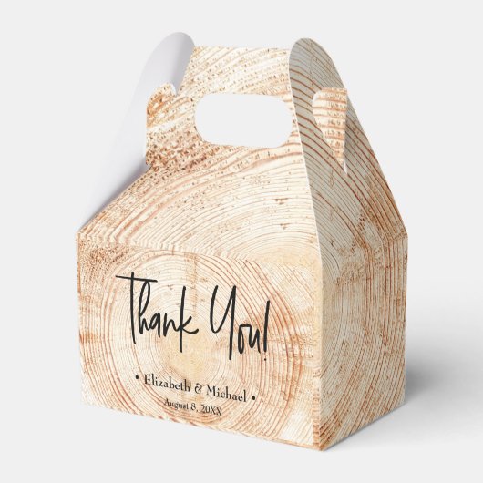 パーソナライズされた素朴木目ありがとう結婚さん フェイバーボックス (裏面サイド)