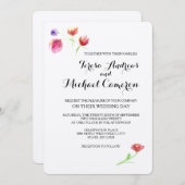 パーソナライズされた素朴水の色の花結婚 招待状 (正面/裏面)