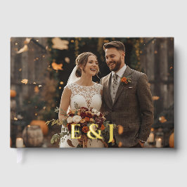 パーソナライズされた素朴秋フォイル写真付きゲストブック ゲストブック